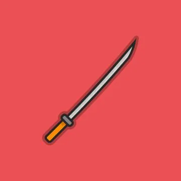 Flat Stroke Katana Icon Stock Illustration