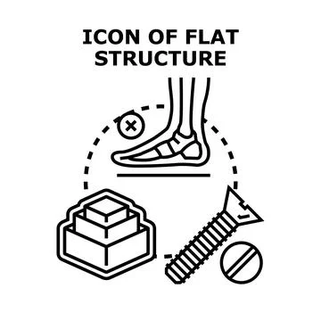 Flat structure concept with foot, screw and layered blocks Illustrazione stock