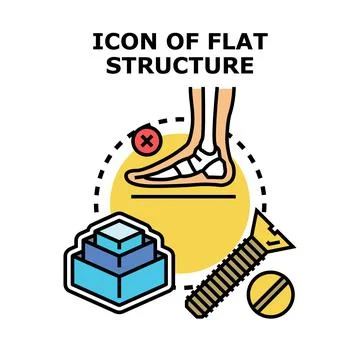Flat structure concept with foot, screw and layered blocks Stock Illustration