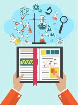 Flat study background. Web courses and distance education. Back to school. te Stock Illustration