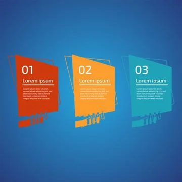 Flat style 3 steps timeline process template with outline. Workflow, visual.. Stock Illustration