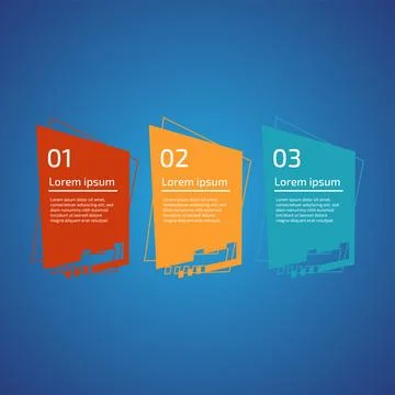 Flat style 3 steps timeline process template with outline. Workflow, visual.. Stock Illustration