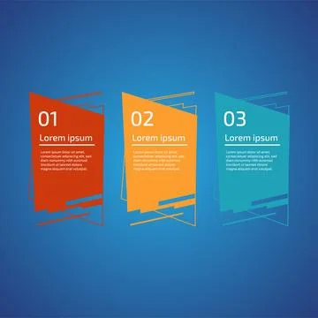 Flat style 3 steps timeline process template with outline. Workflow, visual.. Stock Illustration