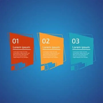 Flat style 3 steps timeline process template with outline. Workflow, visual.. Stock Illustration