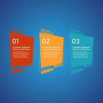 Flat style 3 steps timeline process template with outline. Workflow, visual.. Stock Illustration
