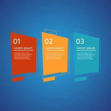Flat style 3 steps timeline process template with outline. Workflow, visual.. Stock Illustration