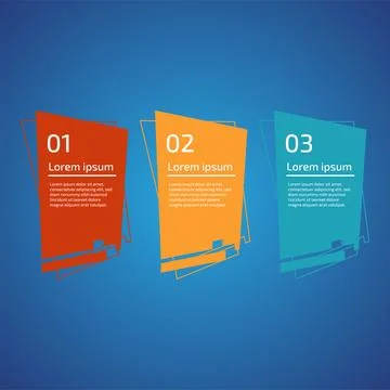 Flat style 3 steps timeline process template with outline. Workflow, visual.. Stock Illustration