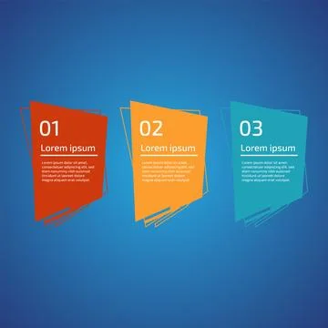 Flat style 3 steps timeline process template with outline. Workflow, visual.. Stock Illustration