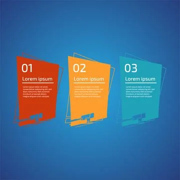 Flat style 3 steps timeline process template with outline. Workflow, visual.. Stock Illustration