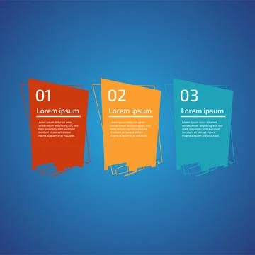 Flat style 3 steps timeline process template with outline. Workflow, visual.. Stock Illustration