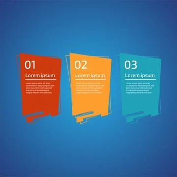 Flat style 3 steps timeline process template with outline. Workflow, visual.. Stock Illustration