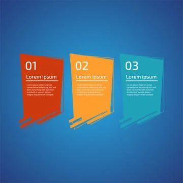 Flat style 3 steps timeline process template with outline. Workflow, visual.. Stock Illustration