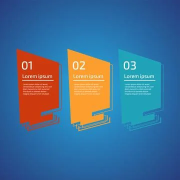 Flat style 3 steps timeline process template with outline. Workflow, visual.. Stock Illustration
