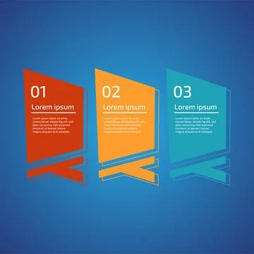 Flat style 3 steps timeline process template with outline. Workflow, visual.. Stock Illustration