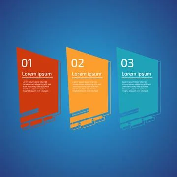 Flat style 3 steps timeline process template with outline. Workflow, visual.. Stock Illustration