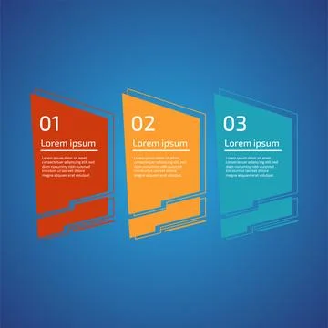 Flat style 3 steps timeline process template with outline. Workflow, visual.. Stock Illustration