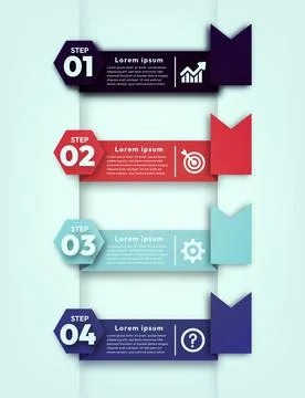 Flat Style 4 Steps Infographic Vector Design Stock Illustration