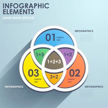 Flat style abstract intersection chart infographics Illustrazione stock