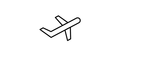 Flat style airplane icon, featuring a simple design with wings and tail, re.. Stock Footage 334037676