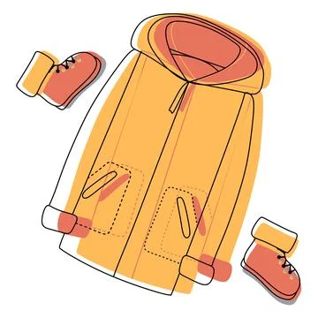 Flat style and Linear Winter or Autumn isolated on white background. Warm coat a Stock Illustration