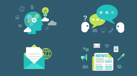 Flat style animated concept icons set of email digital media marketing news. Видео 52397966