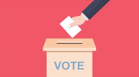 Flat style animation of a hand casting vote in the ballot box Stock Footage 62060091