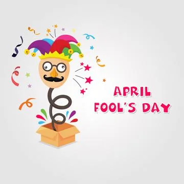 Flat style april fools day with box gift. April fools day background Stock Illustration