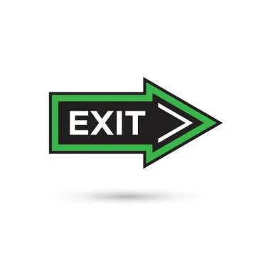 Flat style arrow shape exit sign isolated on white Stock Illustration
