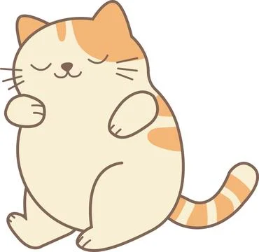Flat style artwork featuring cat in different amusing poses. PNG Stock Illustration