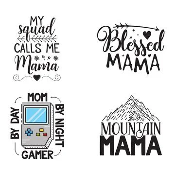 Flat style banners with quotes about mom with pictures Stock-Illustration