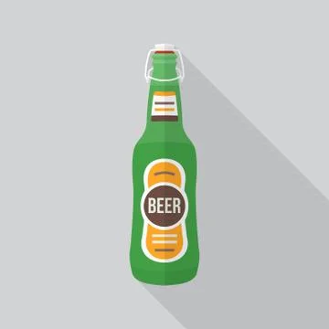 Flat style beer bottle icon with shadow. Stock-Illustration