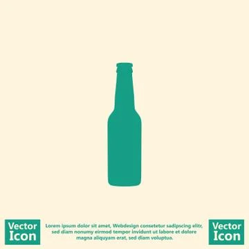 Flat style beer bottle icon Stock Illustration