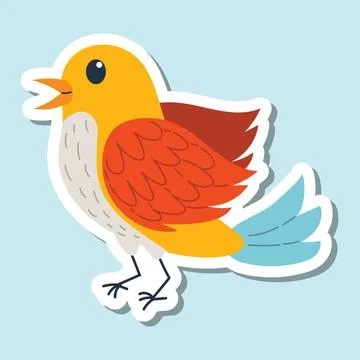 Flat style bird sticker featuring a charming and minimal look. Ideal for fun  Stock Illustration