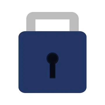 Flat Style Blue Closed Lock Icon Stock Illustration