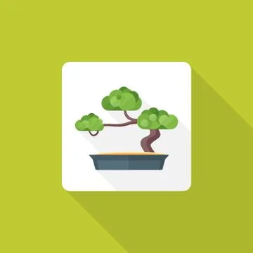 Flat style bonsai icon with shadow. Stock-Illustration