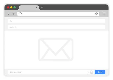 Flat style browser window email service on white background. Vector illustrat Stock Illustration