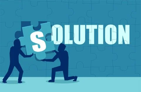 Flat style of businessmen finding solution Stock Illustration