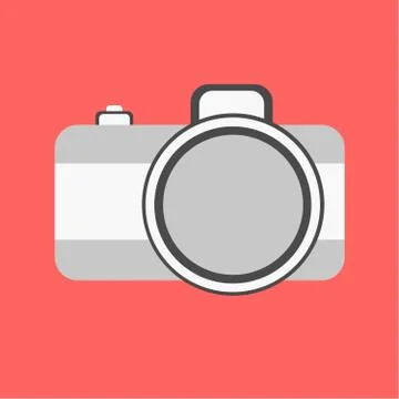 Flat style camera icon on a red backround illustration eps 10 Stock Illustration