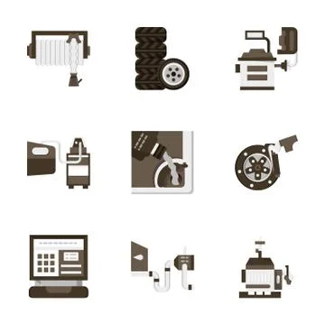 Flat style car service vector icons Stock Illustration