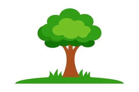 Flat style cartoon vector tree icon for eco-friendly design and nature illu.. Stock Illustration