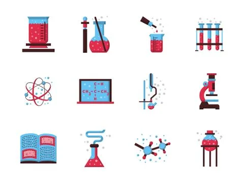 Flat style chemistry colored vector icons イラスト素材