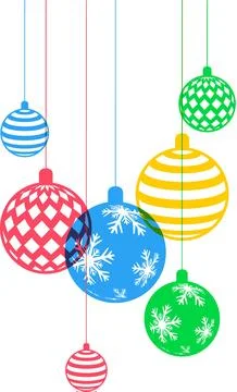 Flat Style Christmas Balls Elements Hang in Colorful. 스톡 일러스트