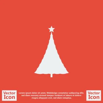 Flat style Christmas tree icon 스톡 일러스트