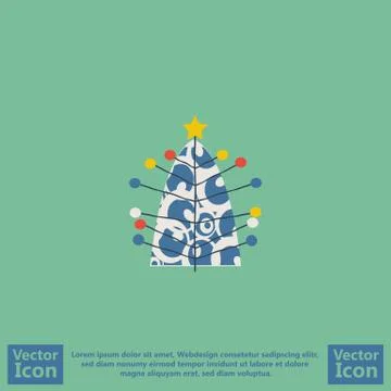 Flat style Christmas tree icon Illustrazione stock