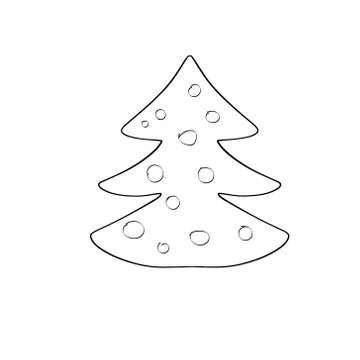 A flat-style Christmas tree line icon isolated on a white background. A symbol Illustrazione stock
