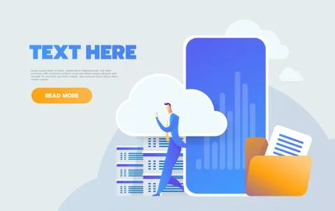Flat style cloud computing and communication technology concept with mobile Stock Illustration