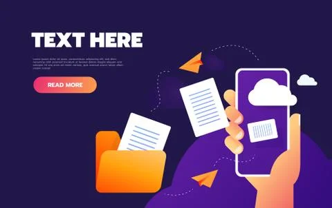 Flat style cloud computing and communication technology concept with mobile Stock Illustration