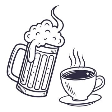 Flat Style Coffee in a Beer Mug Vector Graphic Stock Illustration