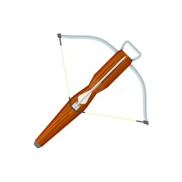 Flat style colored medieval crossbow arrow icon illustration. Illustrazione stock