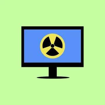 Flat style computer with virus icon Illustrazione stock